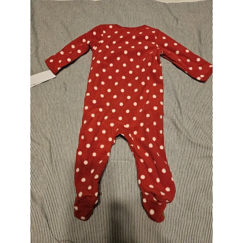 Carter's Just One You Baby Reindeer Red / White Fleece Footed Pajamas NWT 6M